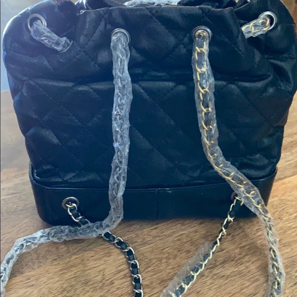 Nwt Black Patchwork Backpack Purse - image 2